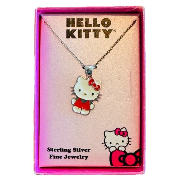 NEW Sanrio Hello Kitty Sterling Silver Charm Necklace NIB 925 Macys Fine Jewelry - Picture 1 of 5